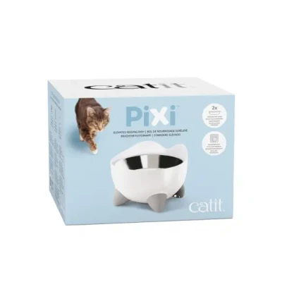 Afbeelding van Catit Pixi Verhoogde ergonomische voederbak voor katten, 200 ml, wit