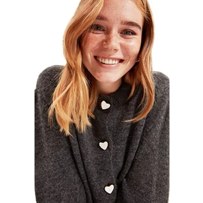 Afbeelding van Trendyol Zwarte Zachte Textuur Juweel Geknoopte Jas Look Gebreide Cardigan Twoaw22Hi0044