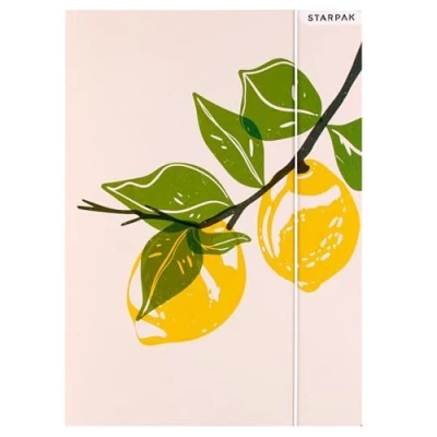 Afbeelding van Fruit GELAMINICEERDE schoolmap Map met elastiek A4 rooster, vermenigvuldigingstabel STARPAK