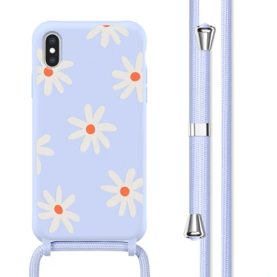 Afbeelding van Apple iPhone X Hoesje Siliconen en TPU (zacht) imoshion Softcase/Koordhoesje/Backcover Lila Flower Distance Telefoonhoesje