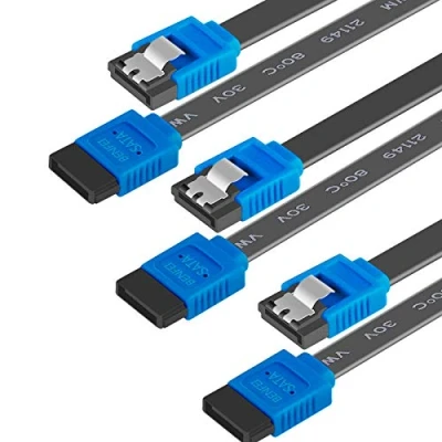 Afbeelding van BENFEI SATA III kabel, 3 stuks 6 GB/s rechte harde schijf SSD datakabel met vergrendeling 45,7 cm voor schijf, SSD, driver, CD, CD schrijver, blauw
