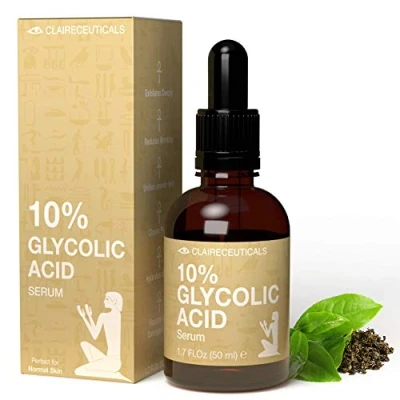 Afbeelding van CLAIRECEUTICALS 10% Glycolzuur, Glycolzuur Peeling met Aha Formule, Cosmetica Hyaluronzuur Serum voor Professionele Gezichtsverzorging, Toner, Fruitzuur 50ml