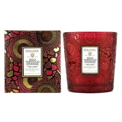 Afbeelding van Voluspa Geurkaars Goji Tarocco Orange Classic Candle in geschenkverpakking