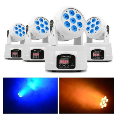 Afbeelding van BeamZ Movinghead set met 4 witte MHL74 movingheads