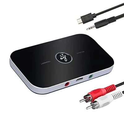 Afbeelding van bluetooth adapter 5.0, AUX adapter, 2 in 1 receiver/bluetooth zender, met 3,5 mm RCA, HD lage latentie, voor tv, pc, stereo installatie thuis (zwart)