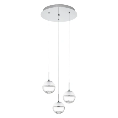 Afbeelding van EGLO Montefio 1   Hanglamp    LED   Chroom   Glas, Kristal   Wit, Helder