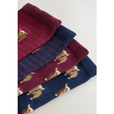 Afbeelding van Next Ankle 4 PACK Sokken, Dames, Maat: One Size, Berry hamish the highland cow