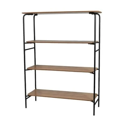 Afbeelding van BOEKENKAST OP 4 NIVEAUS MET ZWARTE METALEN STRUCTUUR 105X37XH140.5CM