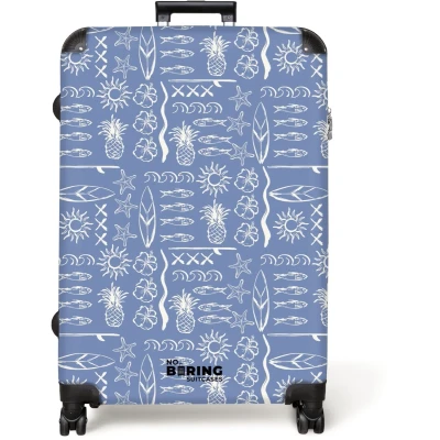 Afbeelding van NoBoringSuitcases.com® Koffer groot Reiskoffer lichtgewicht Blauwe surf patroon Rolkoffer met 4 wielen Grote trolley XL 98 liter bagage