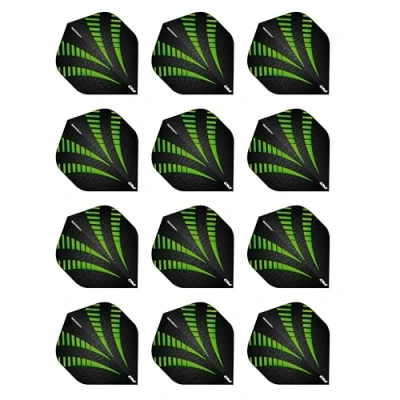 Afbeelding van Hardcore Radical Black &amp; Green Burst Extra Thick Standard Dart Vluchten 4 sets Per Pak (12 Flights in totaal)