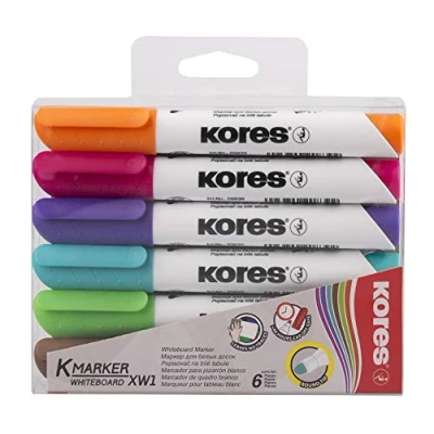 Afbeelding van Whiteboard &amp; Flipover markers Kores XW1, ronde punt 1 3mm 6 stuks