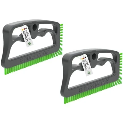 Afbeelding van FUGINATOR® Voegenborstelbundel, 2 borstels in grijs/groen, reinigingsborstel voor voegenreiniging badkamer, toilet, keuken enz. reiniging van wand en vloertegels handige borstel voegen