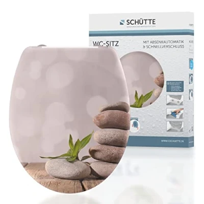 Afbeelding van Schutte Duroplast WC bril STONE PYRAMID met soft close en quick release 82380