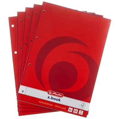 Afbeelding van Herlitz 215434 werkblok A4/50 (geruit) FSC Mixed 5 pack