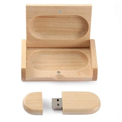 Afbeelding van HOZYALE USB 2.0 flashdrive, houten geheugenstick, stick, data opslag, pendrive met kist (32 GB, ellipshout)