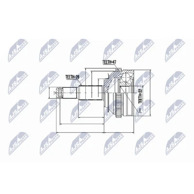 Afbeelding van Homokineet reparatie set, aandrijfas NTY NPZ CH 001