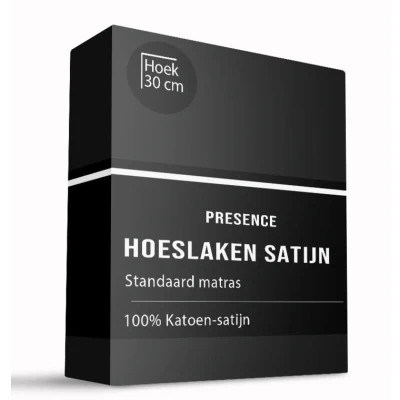 Afbeelding van Hoeslaken Katoen Satijn 90x200 Cm Zwart Ademend &amp; Zacht Presence Dekbed Discounter.nl