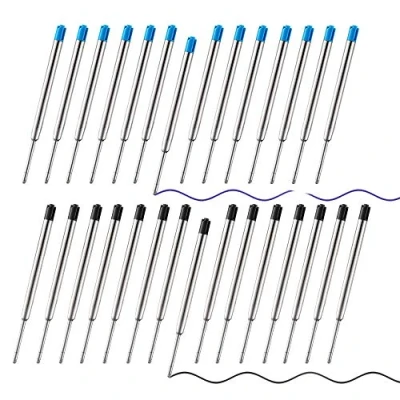 Afbeelding van NOCHME Balpen Vullingen 30 stuks, 15 Pack Blauw en Zwart Glad Schrijven Sneldrogende 1,0 mm Medium Point Vulling, 99 Metalen Vervangbare voor Parker Pen/Tactische Pennen