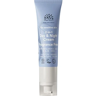 Afbeelding van Urtekram dag en nacht crème voor gevoelige huid 2 in 1 geurloos Find Balance vegan, organisch, vochtinbrengend, natuurlijke oorsprong, 50 ml