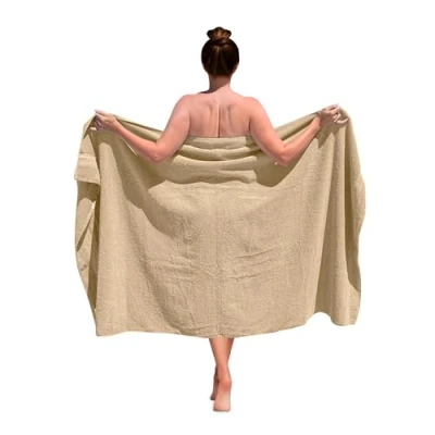 Afbeelding van altego Luxe Badhanddoek groot 100 x 180 cm 100% katoen Bad handdoek (Beige)