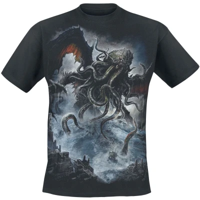 Afbeelding van Spiral Heren Tshirt L CTHULHU Zwart