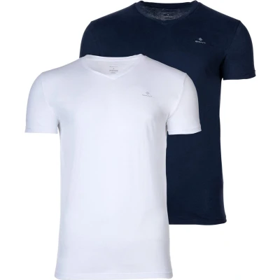 Afbeelding van GANT 2PACK Vneck Tshirts Pyjamashirt, Heren, Maat: Small, Navy/white