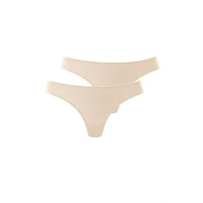 Afbeelding van Lascana String 2 PACK String, Dames, Maat: 36/38, Beige