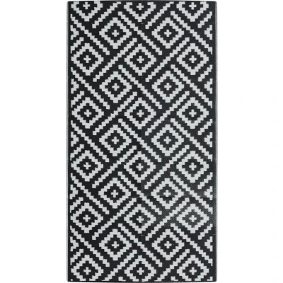 Afbeelding van vidaXL Buitenkleed ARAKIL 80x150 cm PP wit en zwart