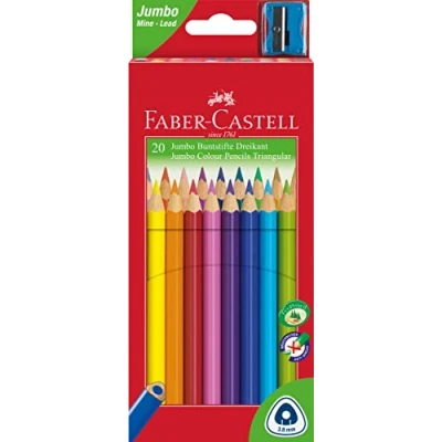 Afbeelding van Faber Castell Kleurpotlood FC driekant jumbo kartonnen etui à 20 stu