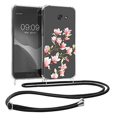 Afbeelding van kwmobile telefoonhoesje geschikt voor Samsung Galaxy A5 (2017) Hoesje met telefoonkoord Back cover smartphone Case in poederroze / wit transparant