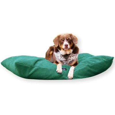 Afbeelding van 4L Textil ZOE hondenkussen, wollig corduroy, hondenbed, voor grote honden, met overtrek en ritssluiting, knuffelig wasbaar (100x80 cm, groen (stripes))