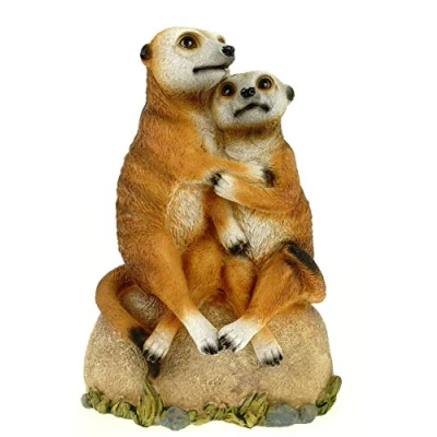 Afbeelding van Kremers Schatzkiste stokstaartje liefdespaar figuur tuinfiguur 30 cm zeecat dierenfiguur liefde tuindecoratie van kunsthars voor buiten