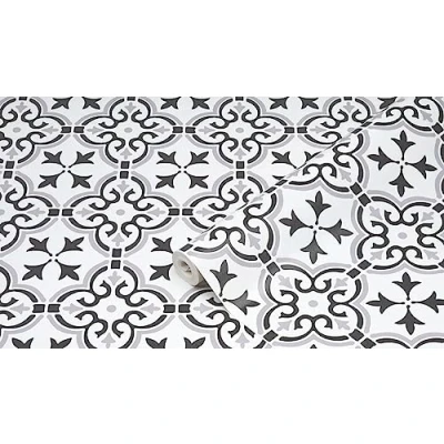 Afbeelding van d c fix Wandbekleding Ceramics wandbehang tegelbehang tegelspiegel behang design renovatie upcycling muur keuken badkamer slaapkamer woonkamer wasruimte bloemen vormen 67,5 cm x 4 m