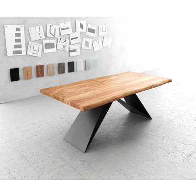 Afbeelding van eettafel Edge acacia natuur 200x100 XL V frame vlak staal zwart Live
