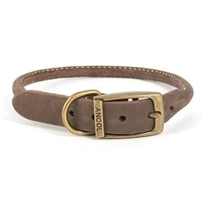 Afbeelding van Ancol Timberwolf ronde leren kraag sable. Maat 4 (past nekmaat 35 43 cm)
