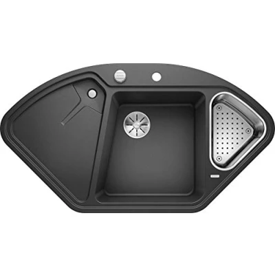 Afbeelding van Blanco Delta II enkele spoelbak met spoeltafel en bijbak in antraciet 523656