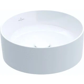 Afbeelding van Villeroy &amp; Boch Collaro opzetwastafel rond stone white ceramic+ (40 x