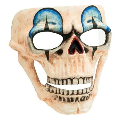 Afbeelding van Widmann Spaans &amp; Mexicaans Kostuum Masker Schedel Zeer Oude Enge Clown Blauw, Wit / Beige One Size Carnavalskleding Verkleedkleding