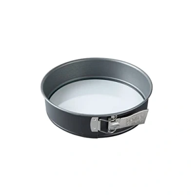 Afbeelding van Zenker Premium springvorm met glazen bodem, hittebestendig en snijbestendig, ideaal voor taarten taarten, diameter 26 cm, grijs