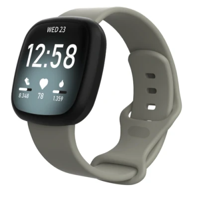 Afbeelding van Fitbit Versa 3 &amp; 4 / Sense 1 2 Sportbandje Grijs Maat: M/L