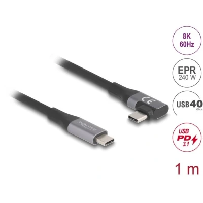 Afbeelding van Delock USB 40 Gbps Kabel gewinkelt links / rechts PD 3.1 Extended