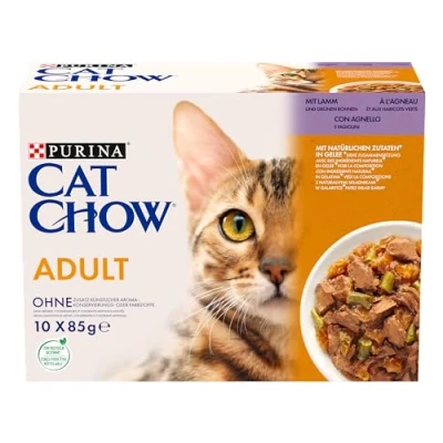 Afbeelding van Cat Chow Droogvoer voor volwassenen, rijk aan lam/groene bonen, katten, 10 x 85 g