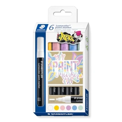 Afbeelding van Staedtler, Marker, Acrylmarker Lumocolor set van 6 pastelkleuren (6 x)