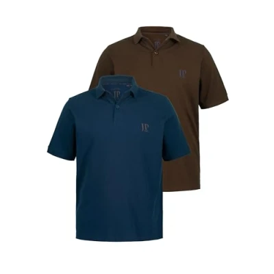 Afbeelding van JP1880 Grosse GRÖSSEN BIS 7XL 2ERPACK Seitenschlitze Regular FIT Poloshirt, Heren, Maat: 6XL, Taupe matblauw