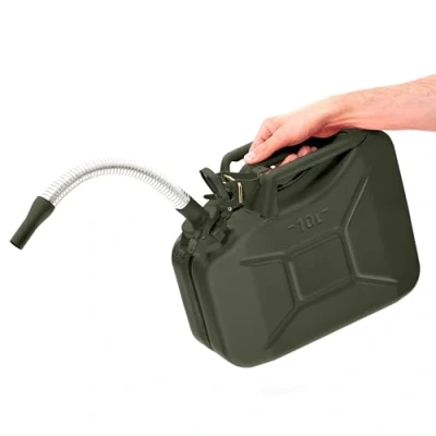 Afbeelding van BW© Brandstofjerrycan metaal jerrycan 10 liter met schenktuit Bronsgroen RAL 6031 F9 TÜV getest en VN goedkeuring Made in Europe