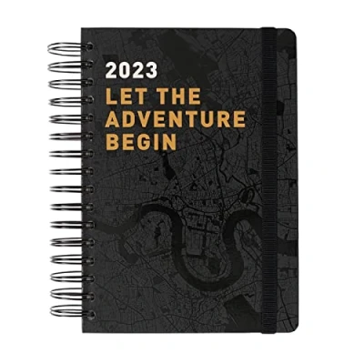 Afbeelding van Kokonote AAKODPA52303 The Adventure Begins A5 Agenda 2023 Dagagenda 12 Maanden 1 Dag Per Pagina Planner Dagboek,Zwart grijs