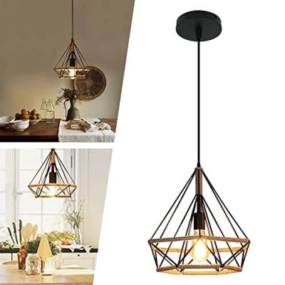 Afbeelding van Mengjay Retro industriële henneptouw kroonluchter ijzer hennep touw hanger plafond hanglamp kaars design binnenverlichting woonkamer verlichting eetkamer restaurant lamp E27