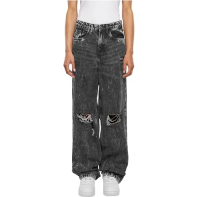Afbeelding van Urban Classics Distressed 90&#039;s Wide Leg Denim Wijde broek Taille, 29 inch Zwart