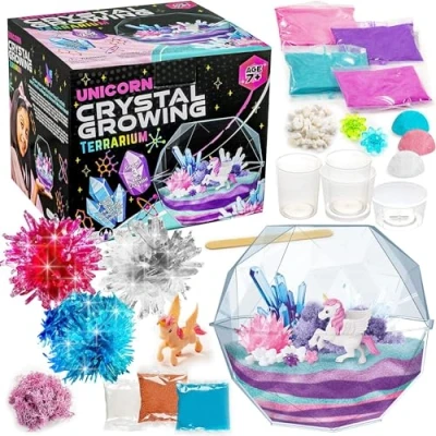 Afbeelding van Original Stationery Eenhoorn Kristal Kweekset 6.3&quot; x 5.8&quot; Multicolor Terrarium 18 delige STEM Wetenschap &amp; Craft Kit voor Kinderen 7+ Grow Kristallen met Bloem Charms Magic Rocks