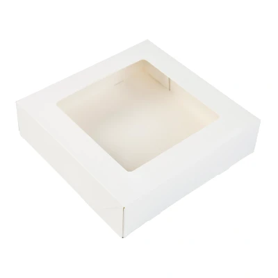 Afbeelding van Taartdoos met venster 19x19x5cm. Wit 50st